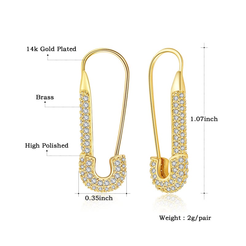 SANNYRA Safety Pin Earrings for Women, 14K Gold Paperclip Earrings for Women Trendy, Minimalist Dangle Hoop Paper Clip Ear Hoop Studs Daily Jewelry - Image 5